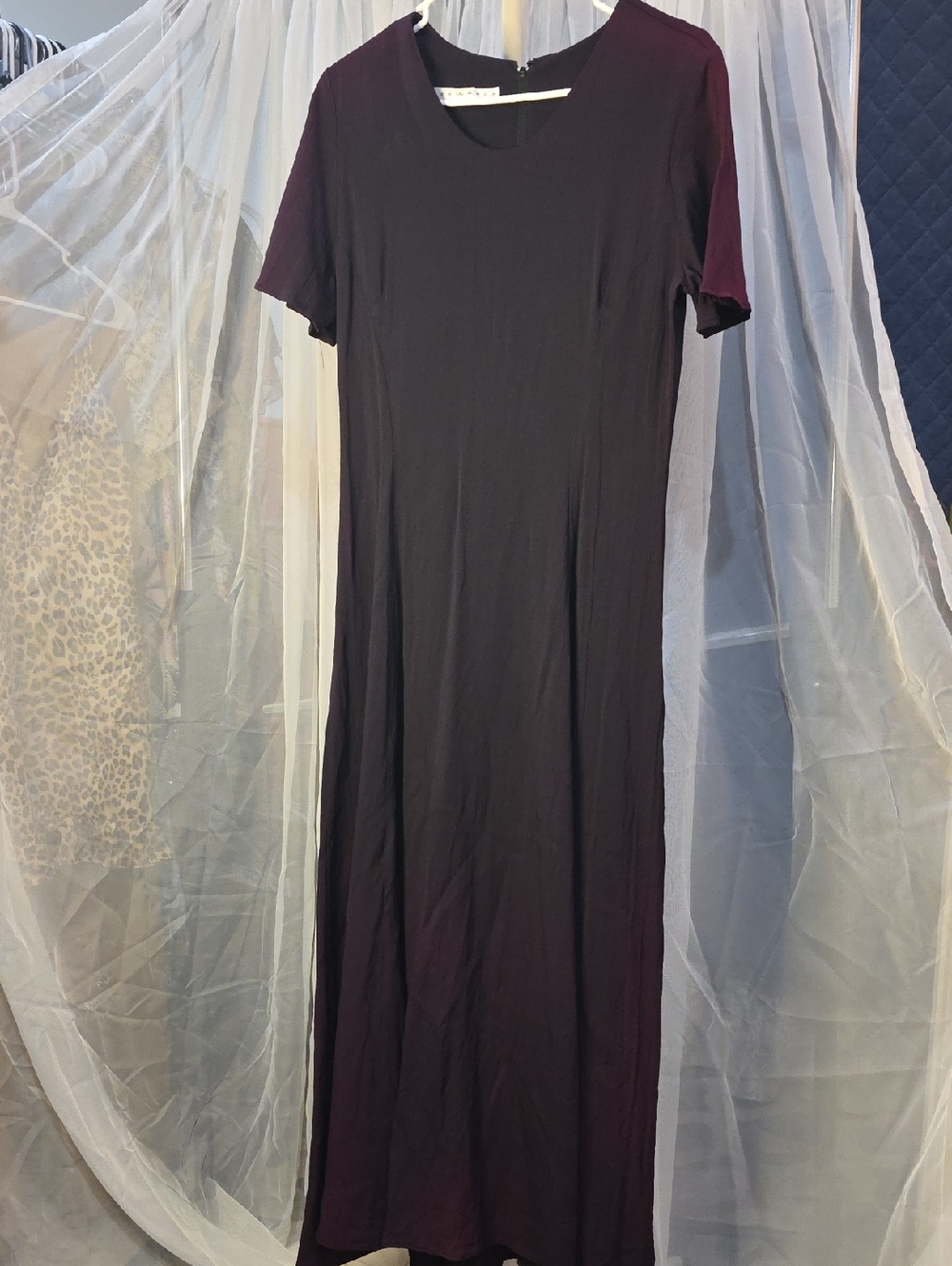 #222 Noon Moon Women's Short Sleeve Maxi Dress in Plum